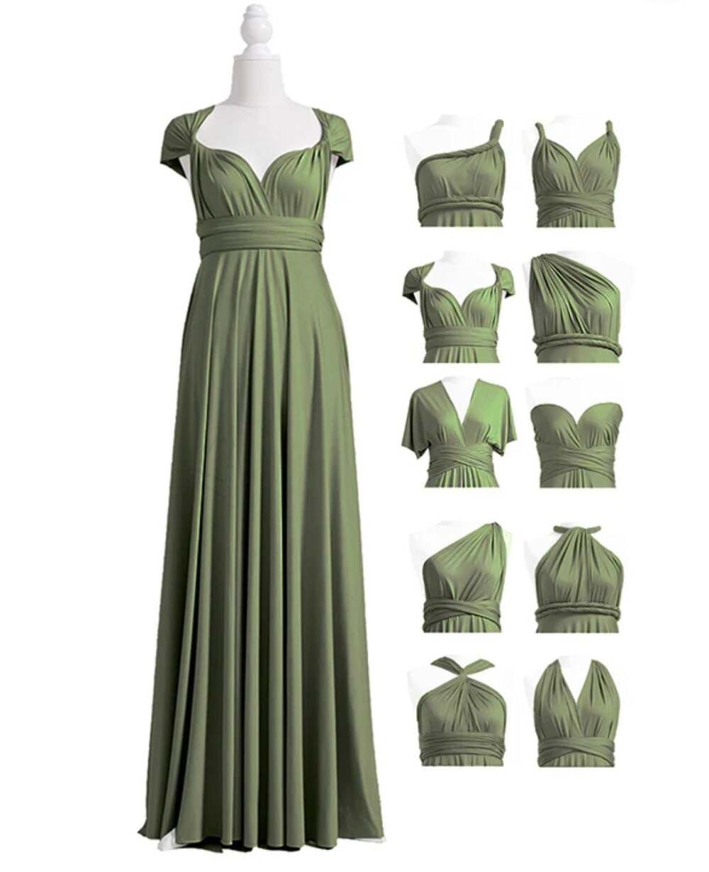Infinity Dress Olive Green Multiway Convertible Wrap Bridesmaid Maxi Dress